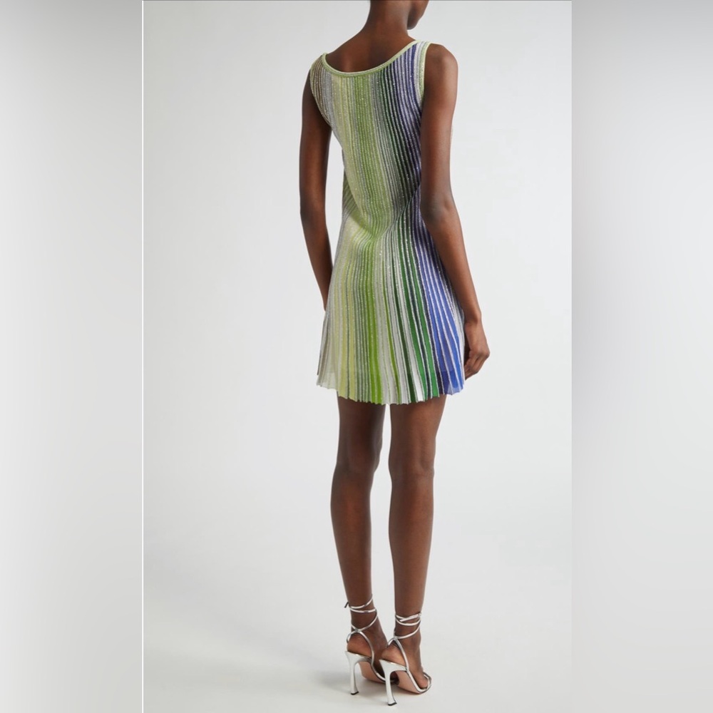 Missoni Pleated Multicolor Mini Dress - Green/Blue IT SZ 40 - Picture 6 of 8